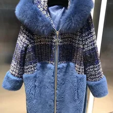 Модное шерстяное пальто abrigos mujer invierno с капюшоном, дизайнерское Женское пальто, воротник из лисьего меха, украшение, casaco feminino, шерстяное пальто