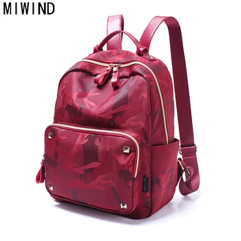

MIWIND Fashion Camouflage Women Nylon Backpack Shoulder Bag Leisure Famale Backpack Rucksack School Bags for Teenager TAX1088