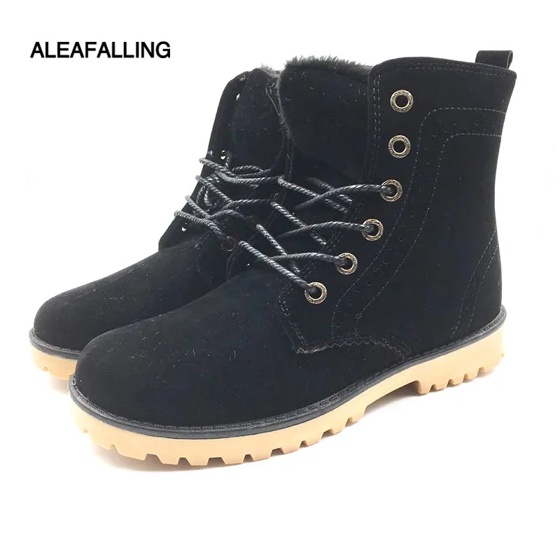 

Aleafalling Women Boots Winter Snow Warm Casual Shoes Women Boots Leather Plush Fur Fashion Unisex Lovers Boots Size 35-44 Bo01