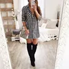 Plaid Print Summer Dress Women Long Sleeve T-shirt Sexy Party Dress Shirt Loose Casual Vintage Beach Dress Tunic Mini Sundress Dress Women's Women's Clothing 