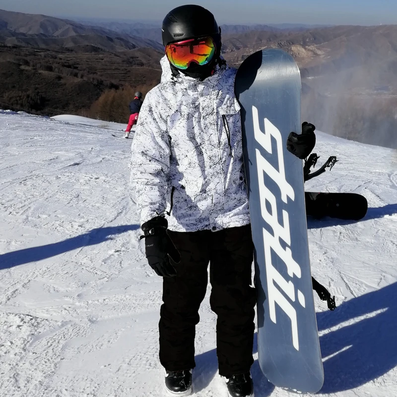 Nuevo traje de esquí grueso y cálido para hombre y mujer, guantes de esquí impermeables a prueba de viento para invierno, chaqueta de Snowboard, pantalones, traje masculino de talla grande 3XL - 6