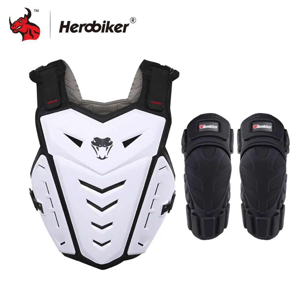 HEROBIKER Motorcycle Armor Vest Motorcycle Riding Chest Armor Motocross Off-Road Racing Vest + Motorcycle Knee Pads