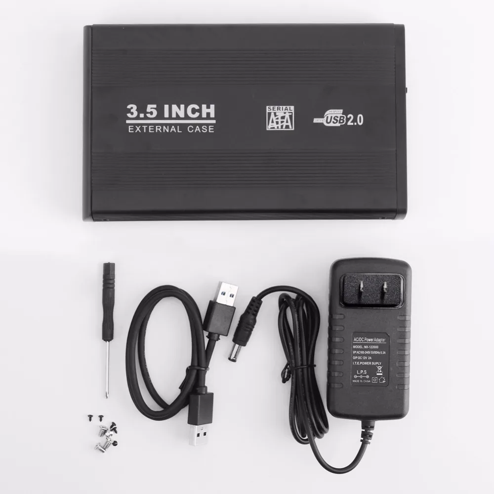 NEW 3.5 inch USB 2.0 High Speed External SATA HDD Hard Drive Disk Case Enclosure Box with LED Indicator