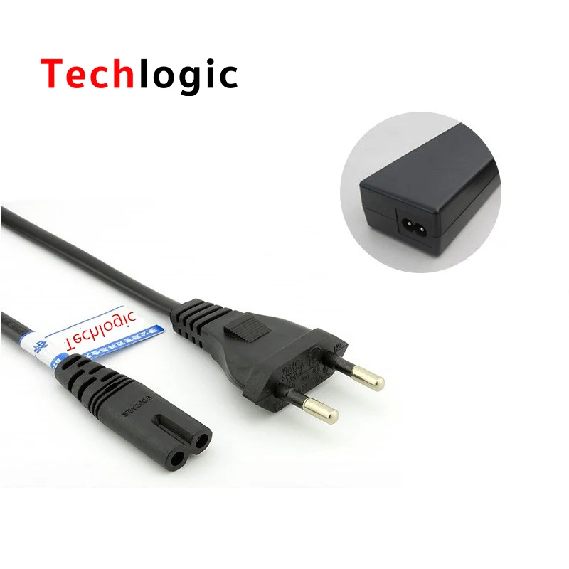 

Techlogic 5ft 1.5M EU Laptop Power Cable 2 Pin Plug Notebook Powe Laptop Battery Adapter Cord for Desktop Computer and Printer