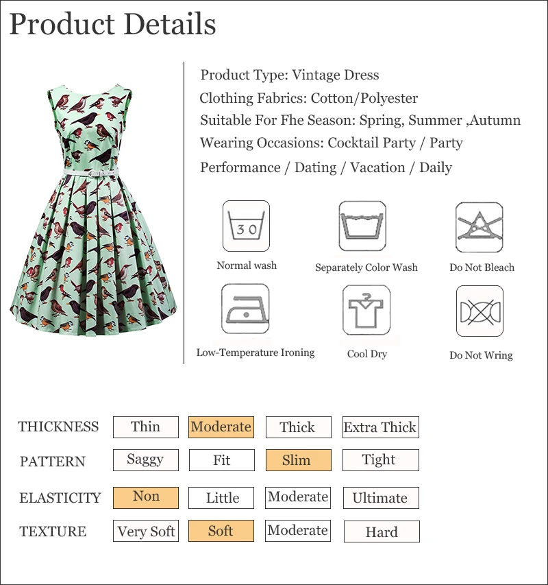 Kostlish 2017 Retro Summer Dress Women Sleeveless A-Line Vintage Dress With Belt Bird Print Ladies Casual Dresses Plus Size 3XL (15)