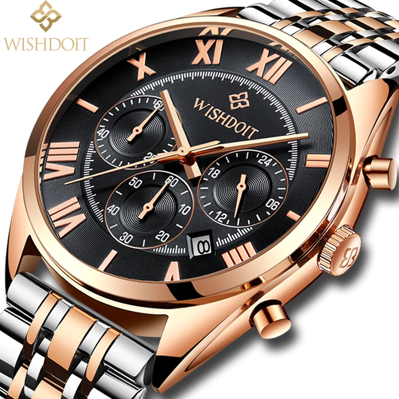 

WISHDOIT mens watches top brand luxury sports chronograph quartz watch waterproof men clock relogio masculino relojes hombre