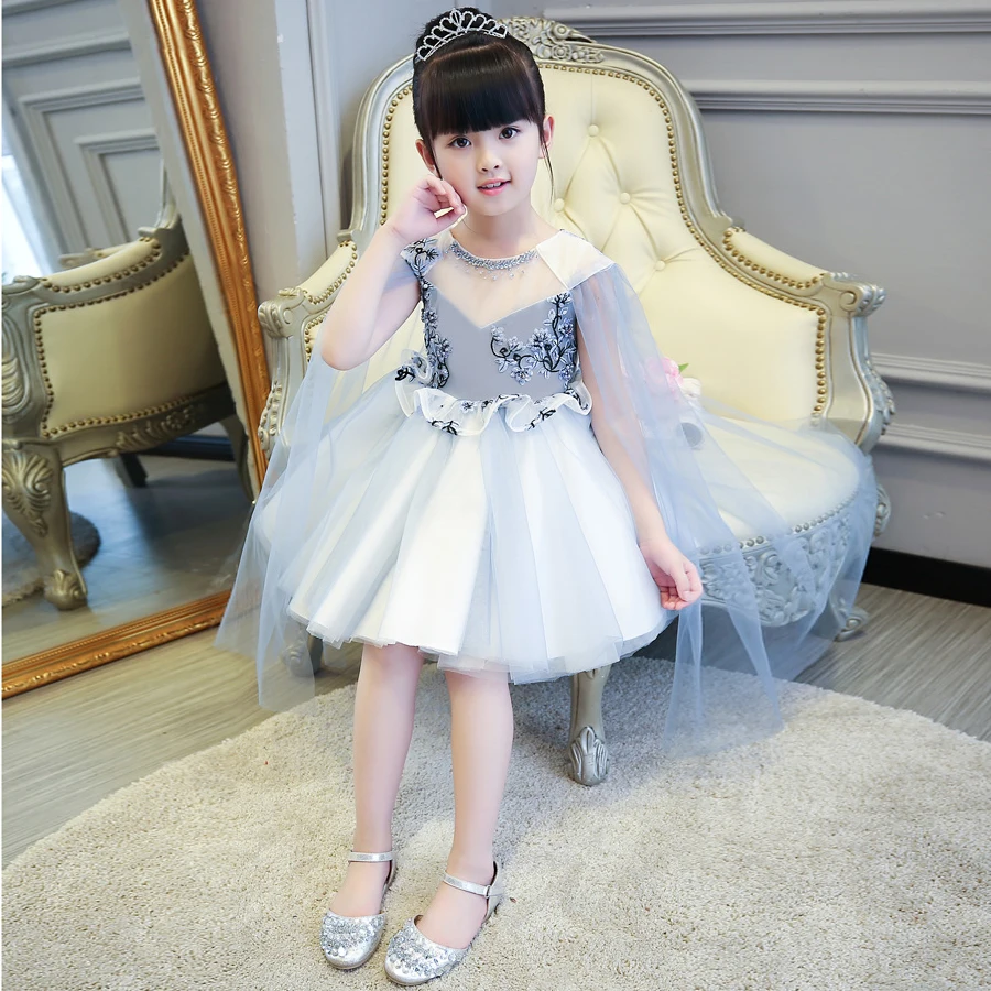

High Quality Sliver Girls Children Princess Dress For Party Kids Teenagers Birthday Wedding Ball Gown Dress Costume dress wear