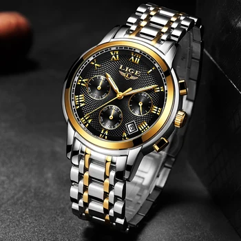 2020 New Mens Watches Top Brand Luxury LIGE Business Date Stainless Steel Quartz Watch Mens Fashion Waterproof Chronograph Male rontheedge quartz watch stainless steel band auto date diamond luxury business wristwatches male watches with gift box rzy025