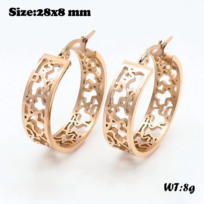 

Chic Rose Gold Irregular Hollow Hoop Earrings Never Fade Stainless Steel Bright Gold Mini Hoop Earrings Party Wedding Jewelry