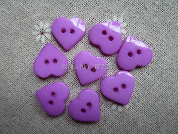 

1000pcs Lilac Heart Shape 16x17mm Nylon Buttons Sewing 2 Holes Button For Wedding Cardmaking Scrapbooking