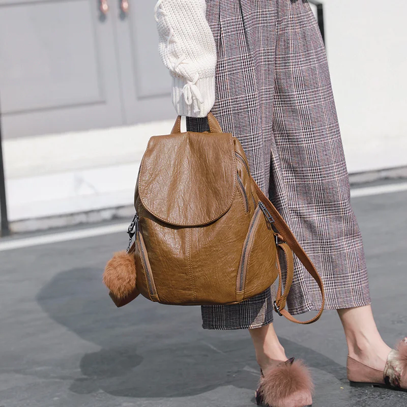 

2019 new hot-selling backpack women's leather soft leather high-capacity backpack Mummy travel bag