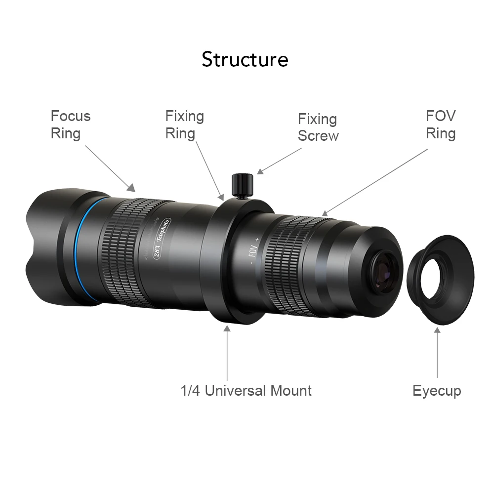 APEXEL-Оптический Телефон объектив камеры HD 28X металлический телескоп объектив Монокуляр с мини селфи Штатив для iPhone 78 Xiaomi всех смартфонов
