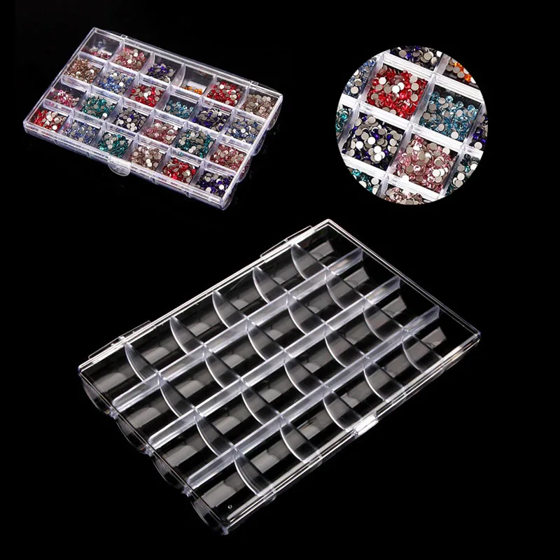 24 сетки прозрачные ювелирные изделия из бисера Кольцо Серьги Коробка для хранения акриловый контейнер A14_25
