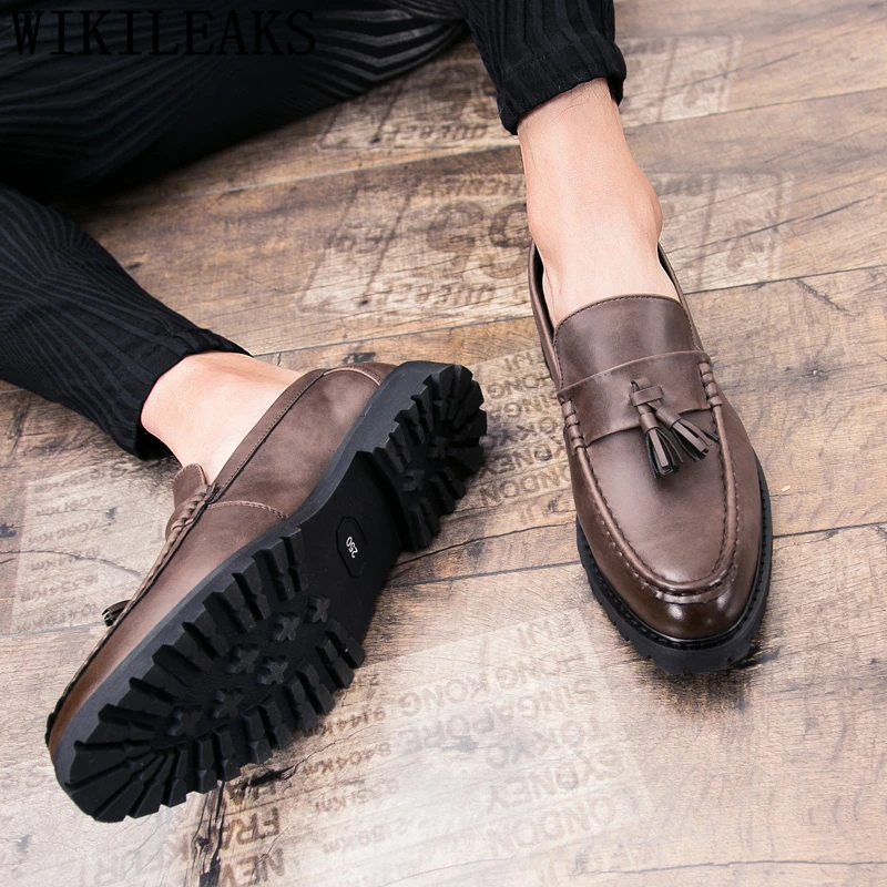 coiffeur mens office shoes leather tassel classic shoes men elegant italian brand formal shoes for men sepatu slip on pria bona