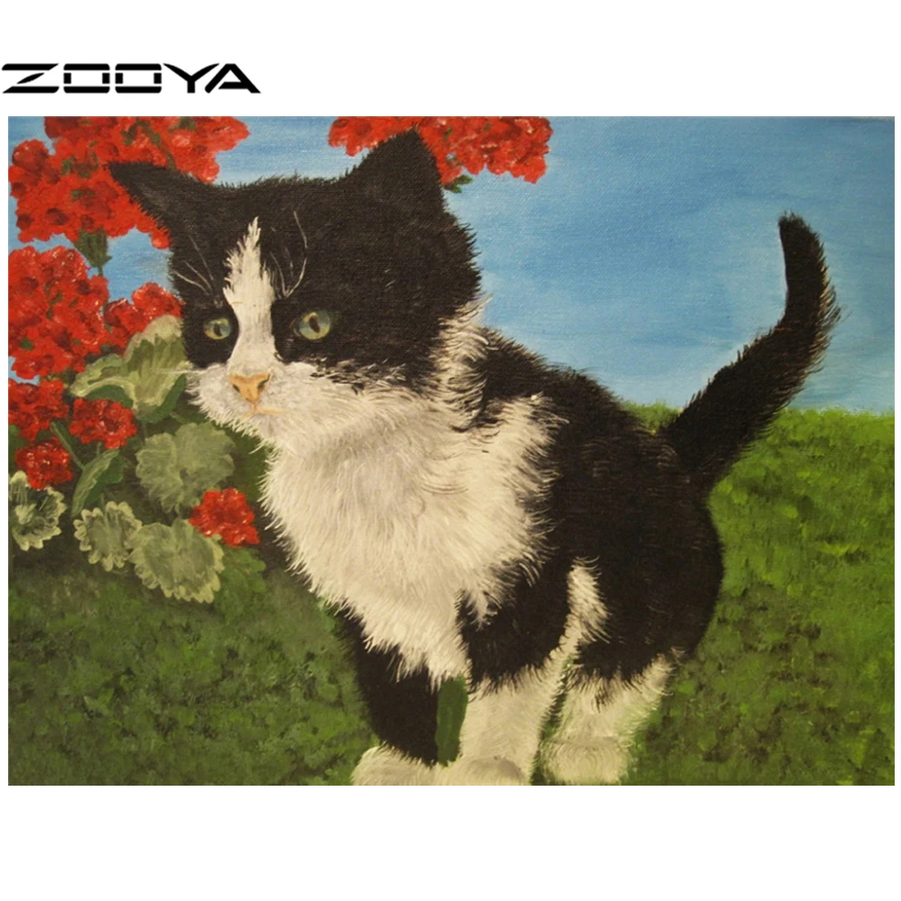 ZOOYA DIY 3D Diamond Painting Square Full Mosaic Embroidery Cross Stitch Creative Gift Home Decor Cut Cat AT447 | Дом и сад