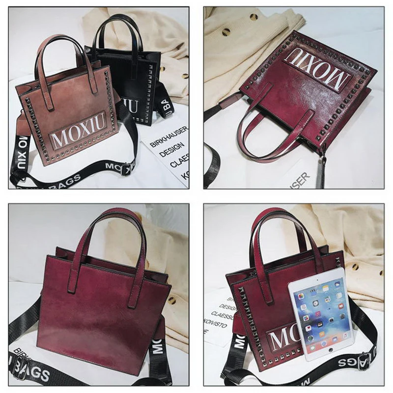 Beste Diinovivo Punk Klinknagel Designer Vrouwen Tas 2019 Pu Lederen Handtas Fashion Reizen Brief Tote Crossbody Schoudertas WHDV1008