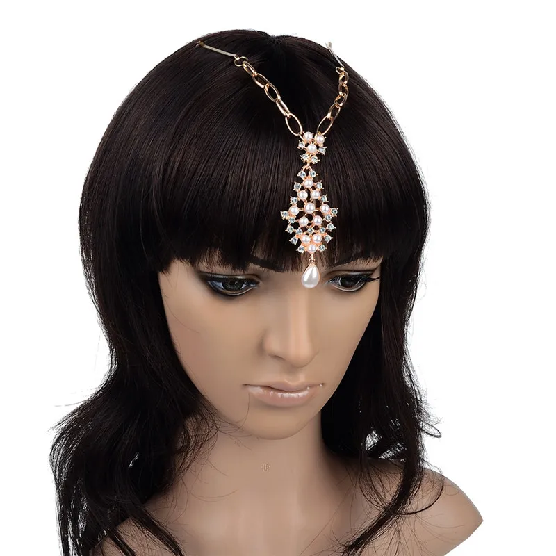 Buy 1 PC Faux Pearls Bindi Hair Clip Chain Barrettes Fashion Head Jewelry