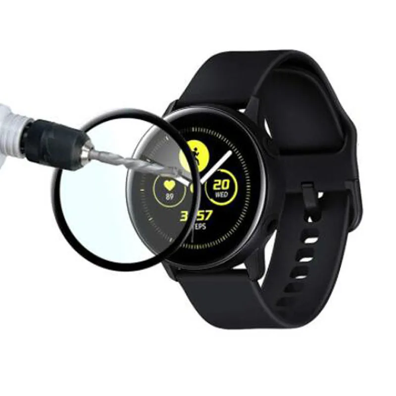 

3D Curved Edge Soft Fibre Tempered Glass Protective Film Cover For Samsung Galaxy Watch Active LCD Full Screen Protector Guard