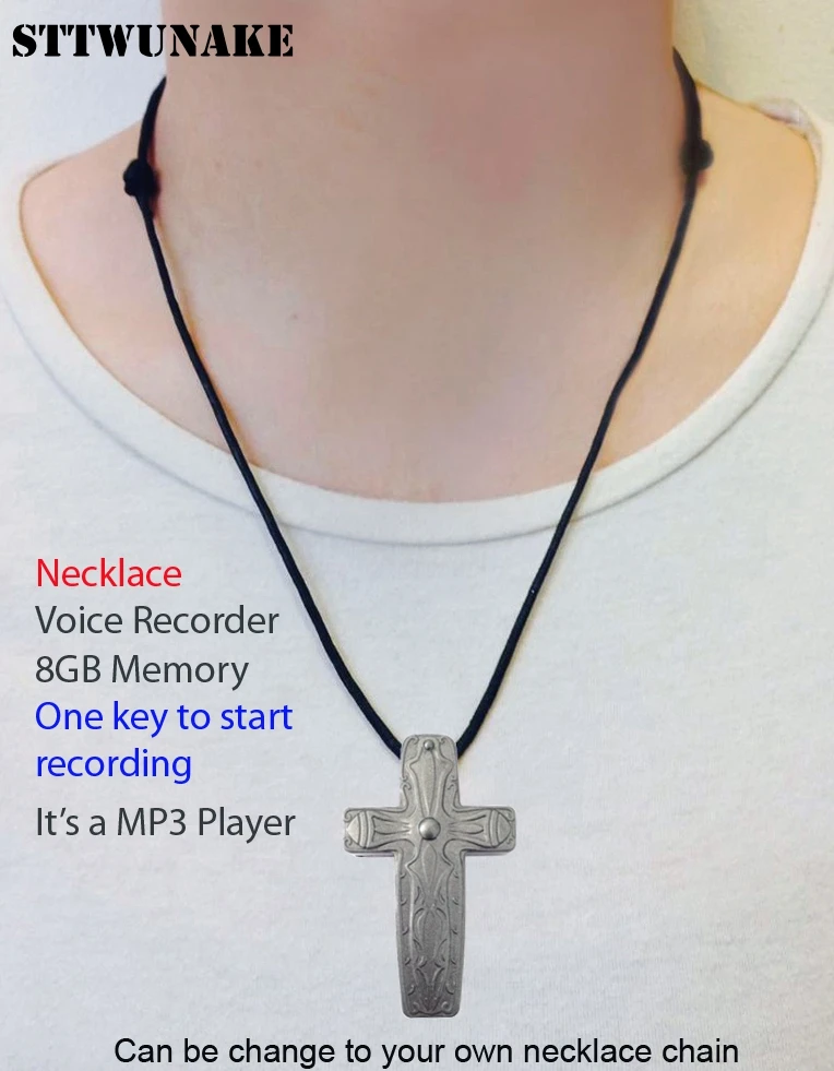 STTWUNAKE mini hidden cross voice recorder Professional Digital 8GB HD noise reduction Spy voice recording Built-in battery STTWUNAKE mini hidden cross voice recorder Professional Digital 8GB HD noise reduction Spy voice recording Built-in battery