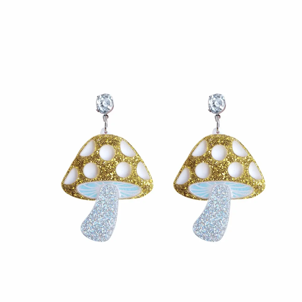 

Cute Mushroom Shape Acrylic Drop Earrings Personality Plant Crystal Dangle Earrings Funny Brincos for Girl Fashion Jewelry Gift