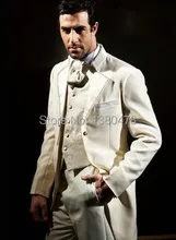 Custom Made Color and Size Ivory Groom Tuxedos Groomsmen Best Man Suit Mens Wedding Suits Bridegroom Suit Jacket+Pants+Vest+Tie