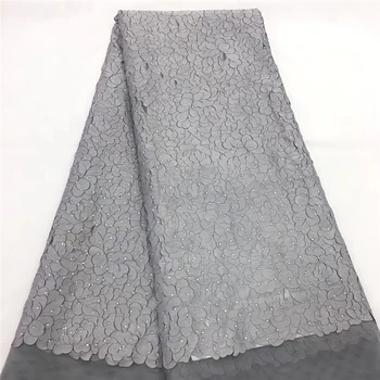 

VILLIEA With Stones High Quality African Tulle Lace Fabric Grey Colour 2018 Latest French Net Lace Fabric For Wedding Dress