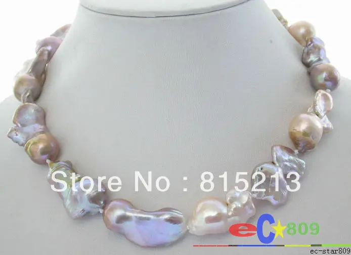 

ddh001488 ONLY HUGE 17" 25mm pink lavender keshi reborn pearl necklace