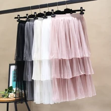 Юбки Для женщин s 3 слоя Тюлевая юбка модные юбки-пачки Для женщин бальное платье партии Лолита Стиль модные юбки