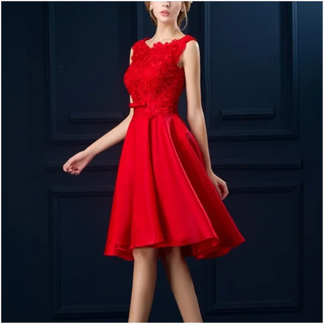 Eleagnt Rosso Vestito Homecoming Lunghezza Del Ginocchio Del Merletto  Appliques Raso Abiti Laurea Per Adolescenti|red homecoming dress|homecoming  dressesknee length homecoming dress - AliExpress