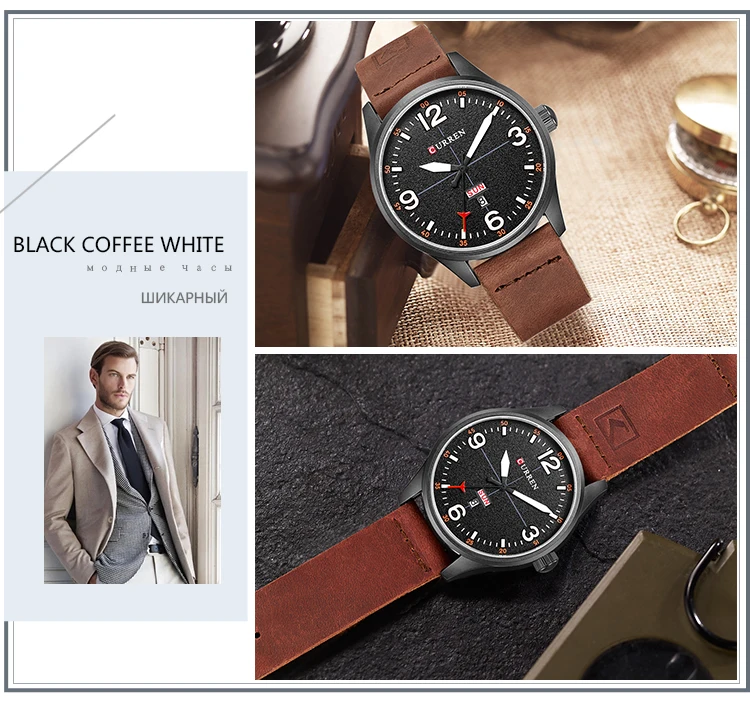 Новые часы Для мужчин Элитный бренд CURREN Высокое качество кожаный ремешок кварцевые наручные часы Дисплей Дата Неделя мужской часы Reloj Hombre
