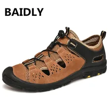 Мужские сандалии; Летние кожаные пляжные сандалии из коровьей кожи; Мужская обувь; Дышащие Модные сандалии из натуральной кожи; zapatos hombre