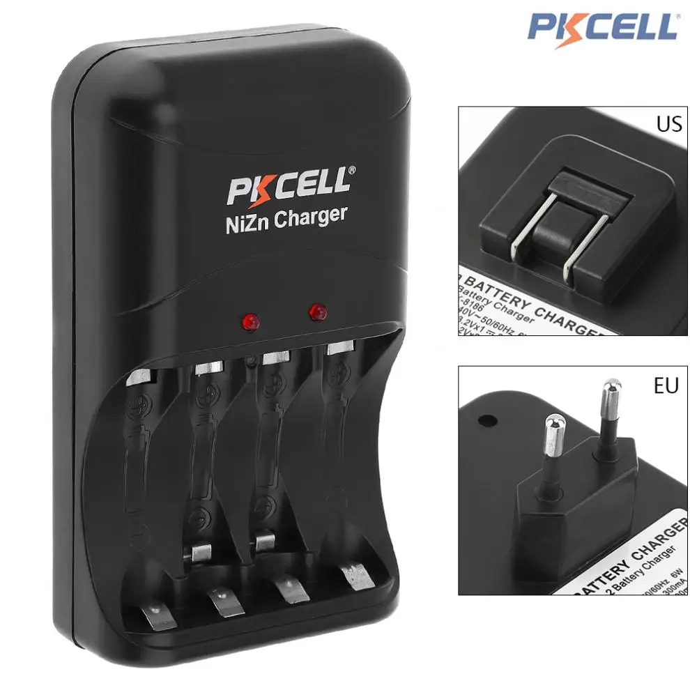 

PKCELL 4 Slots Battery Charger 8186 Fast Charge In AA / AAA Ni-Zn Rechargeable Battery with LED Indicator EU / US PLug