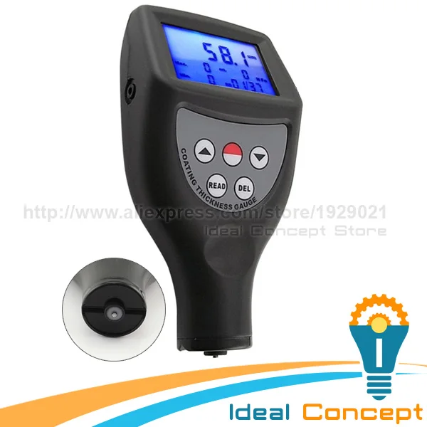 

Paint Coating Thickness Gauge Meter 0-1250um / 0-50 mil Range Built-in F Ferrous NF Non-Ferrous Probes