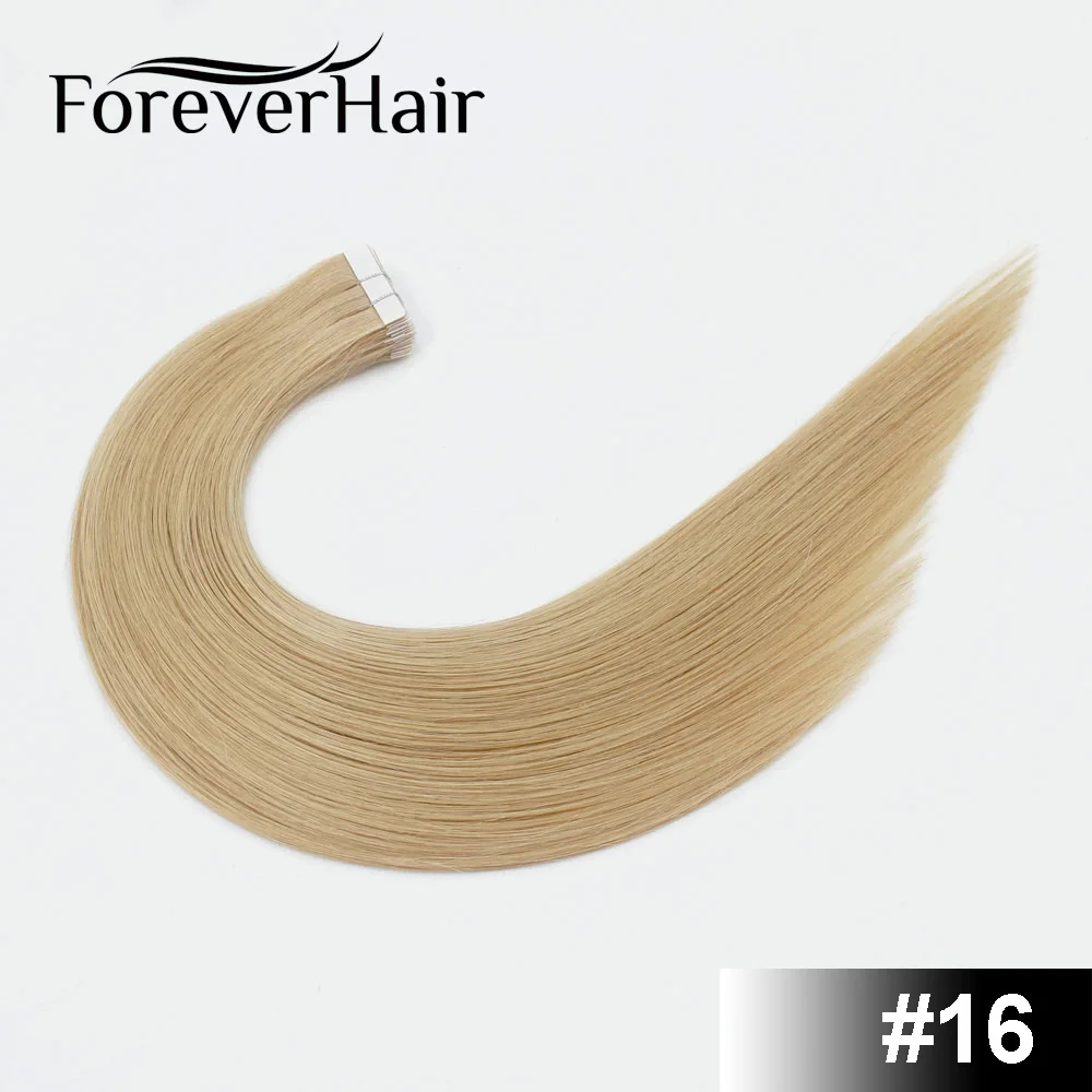 FOREVER HAIR 2,0 г/шт. 1" Remy лента для наращивания человеческие волосы для наращивания кутикулы бесшовные прямые волосы для уток кожи салон стиль 20 шт/ПАК - Цвет: #16