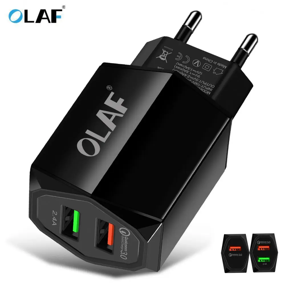 

OLAF Universal EU Plug USB Charger Quick Charge 3.0 Wall Chargers Travel Adapter For iphone Samsung Xiaomi Mobile Phone Chargers