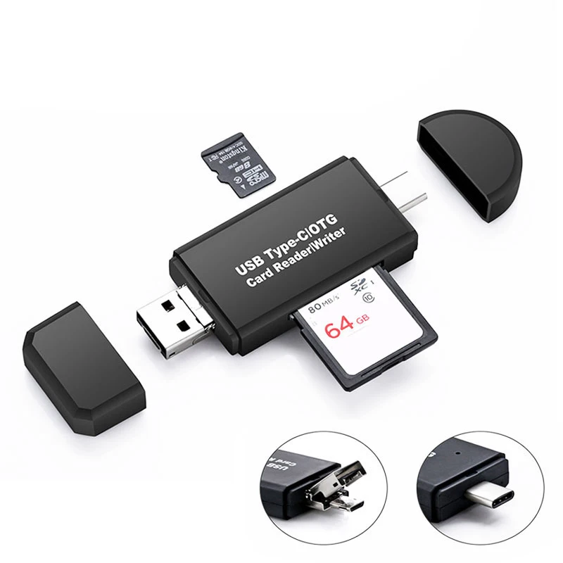 3 в 1 OTG type-C кард-ридер type C USB 2,0 A Micro USB комбо 2 слота устройство для чтения карт SD TF для смартфонов для ПК