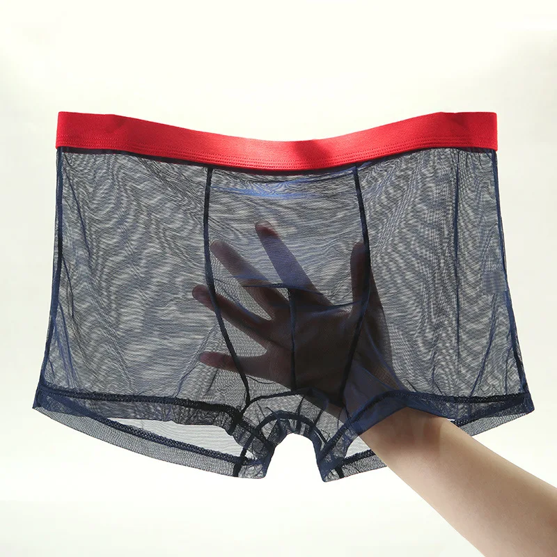 Men Sexy Seamless Underwear Pants Mens Ultra-thin Transparent Boxershorts Male Mid-rise Mesh Slips Homme Panties Boxer Shorts boxer briefs