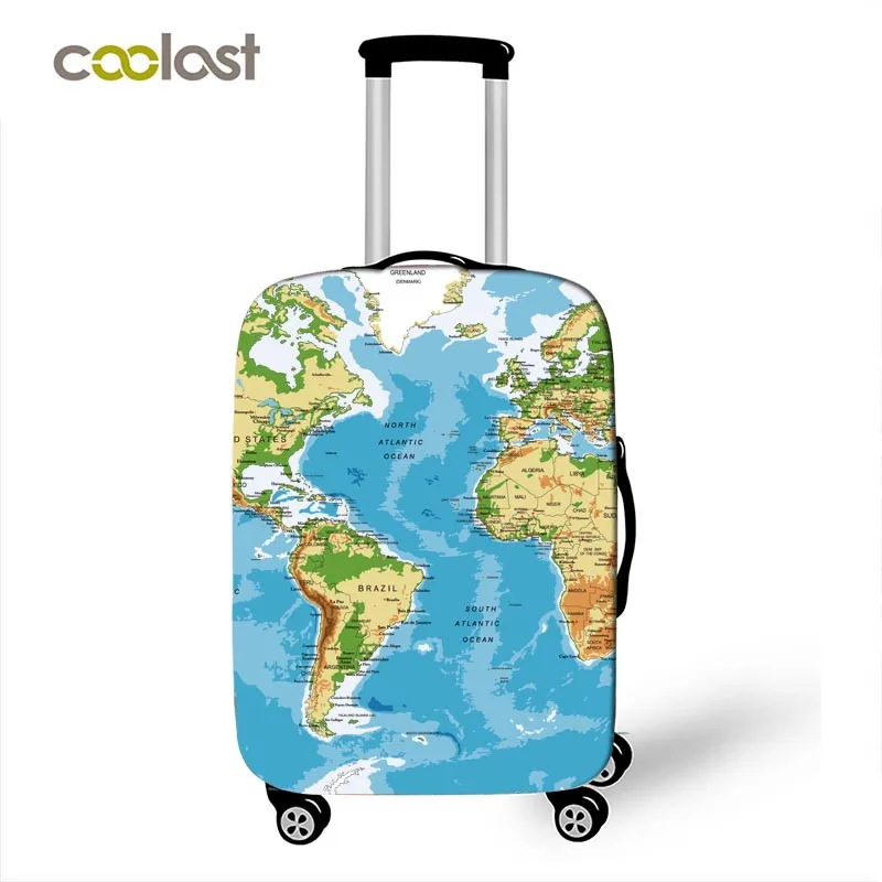 Карта мира, чехол для багажа, аксессуары для путешествий, эластичный чехол для мужчин и женщин, защитный чехол для 18-32 дюймов, чехол на колесиках, сумка - Цвет: pxtworldmap02