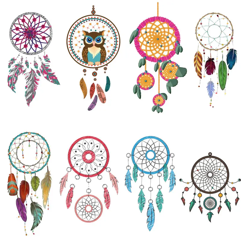 

Dream Catcher Iron on Patches Heat Transfer Stickers Decor T-shirt Applique on Clothes Dresses Backpack Stripes DIY Washable E