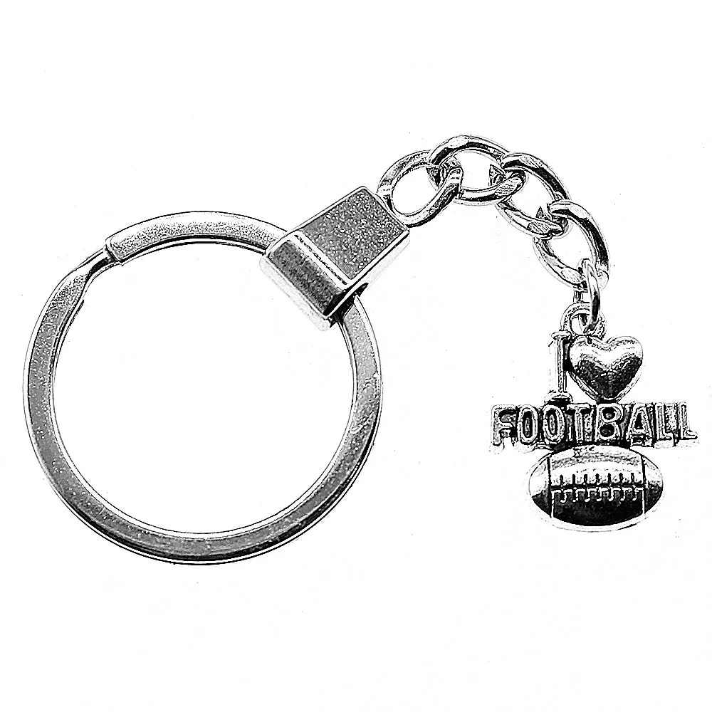 

20x18mm I Heart Football Keychain Antique Bronze Antique Silver Fashion Handmade Keychain Party Gift Jewelry Dropshipping