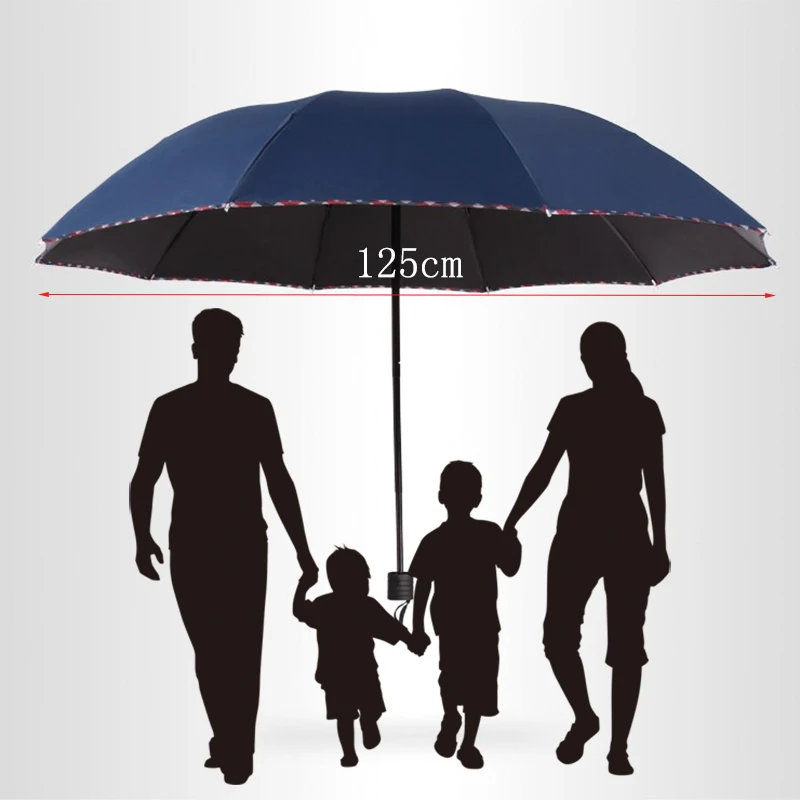 

NewThree Folding Large umbrella Male Commercial Large Strong Frame Man Windproof ultraviolet-proof 10k Black Sunshade