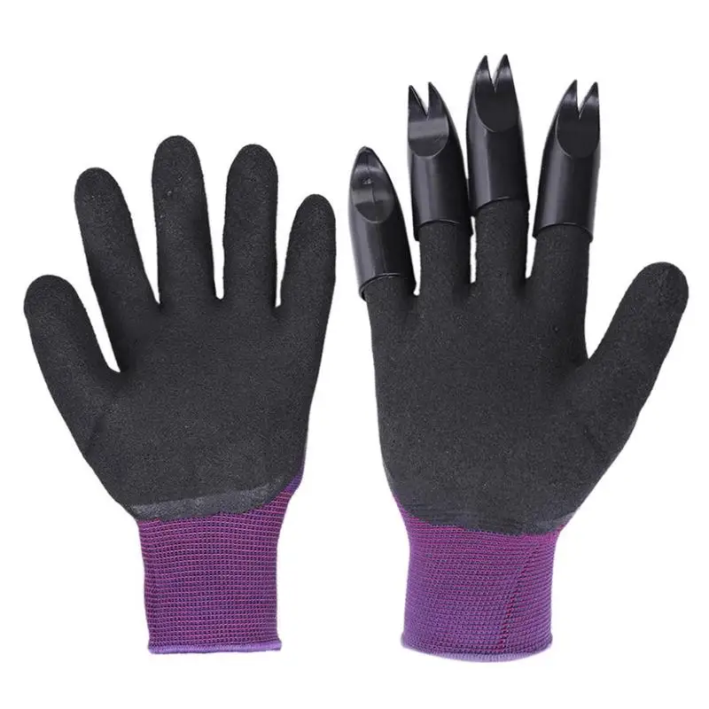 1 пара садовые перчатки для копания с 4 правыми кончиками пальцев острые+ вилочные когти легко копать и сажать безопасные перчатки для обрезки роз - Цвет: C1