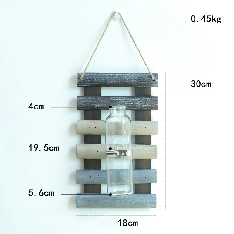 Кантри ретро дерево завод гидропоники контейнер кулон стеклянная ваза Настенный декор балкон кулон - Цвет: Белый