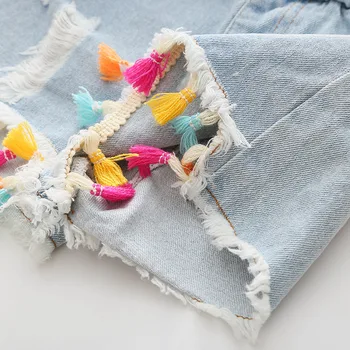 2018 Hot Summer Fashion Beauty Cute 2 3 4 6 8 10 12 Years Children Short Jeans Pants Baby Kids Girls Denim Tassel Hole Shorts 5