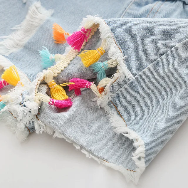 2018 Hot Summer Fashion Beauty Cute 2 3 4 6 8 10 12 Years Children Short Jeans Pants Baby Kids Girls Denim Tassel Hole Shorts 5