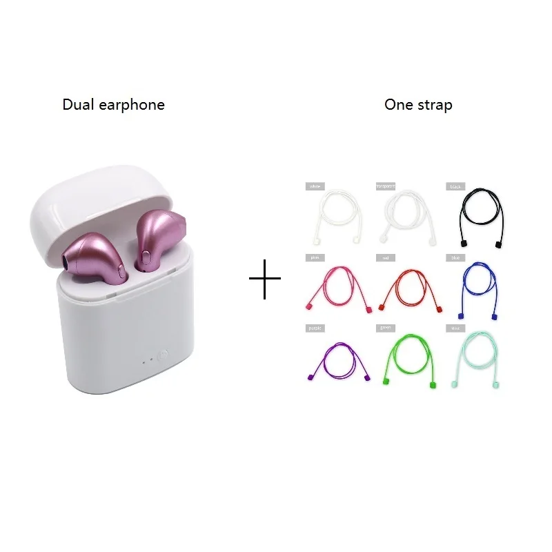 RBAYSALE I7S TWS Bluetooth Wireless Earphone Earbud Twin Stereo Headset With Charging Box Antilose Silicone Strap Mini Headphone |