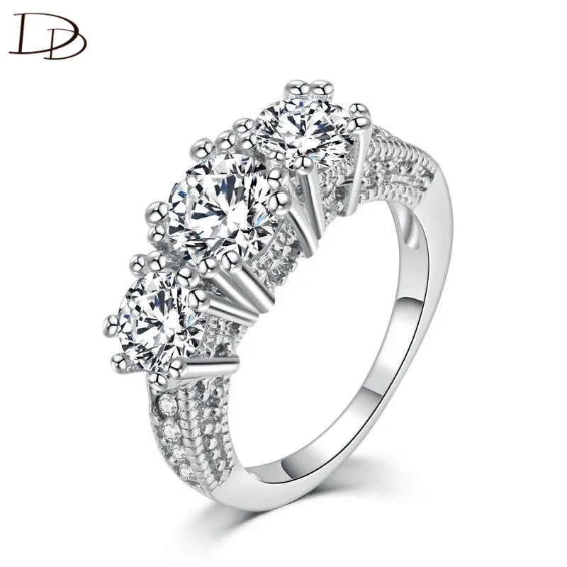 

DODO Powerful AAA Zircon Rings For Women Three Stone Luxurious Big Anel Banquet Fashion Jewelry Silver 925 Bijoux Femme DD204