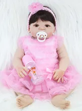 NPKCOLLECTION 55cm Full Silicone Reborn Girl Baby Doll Toys Lifelike Newborn Princess Girls Babies Doll Birthday