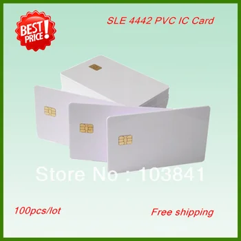 

Free Shipping Wholesale100pcs Contact Blank PVC IC Card SLE 4442 Chip White RFID IC Smart Card for Canon / Epson inkjet printer