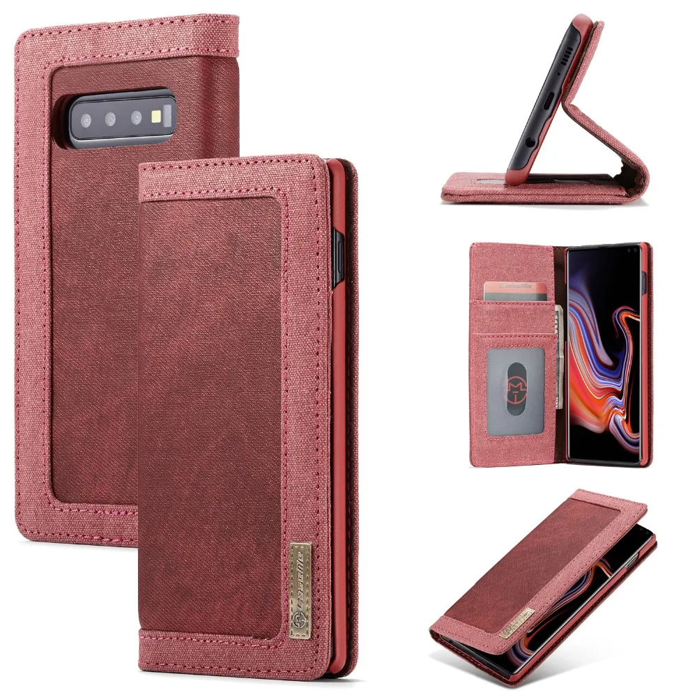 

CASEME Canvas Card Slots Leather Case For Samsung Galaxy S10 Plus KickStand Magnetic Auto Cowboy Wallet Case For Galaxy S10E